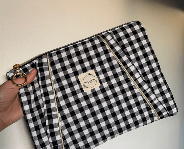 Grande trousse à volants Vichy Noir