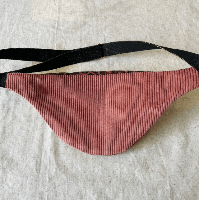 Sac banane léopard et velours rose S