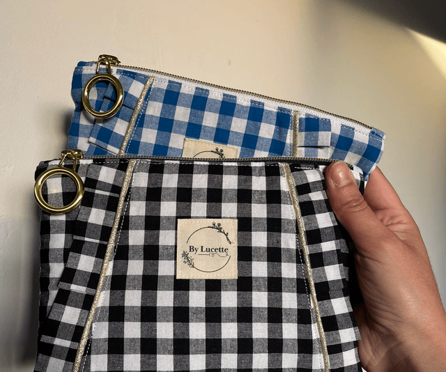 Petite trousse à volants Vichy Noir