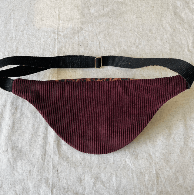 Sac banane léopard et velours bordeaux S