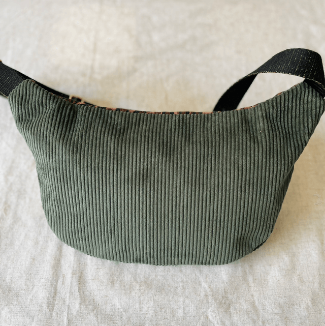 Sac banane en velours léopard et kaki XL