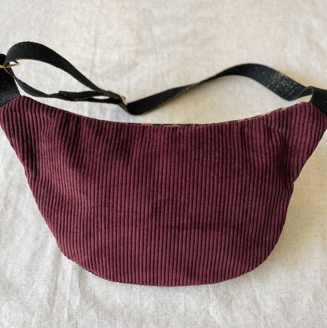 Sac banane en velours léopard et bordeaux XL